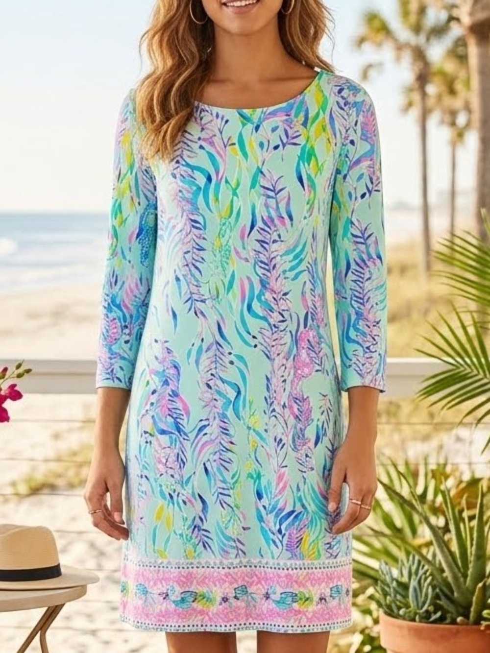 Lilly Pulitzer Ophelia Swing Dress Blue Oasis Swim Shady